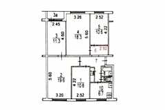 Поэтажный план пятикомнатной квартиры серия дома 1605-АМ9, Веерная ул. дом 3